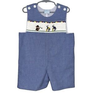 Boy’s Remember Nguyen Smocked Blue Gingham Circus Ringmaster Jon Jon